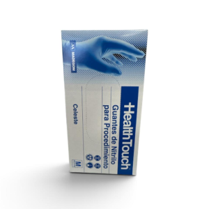 Guante de Nitrilo — Celeste Sin polvo — caja 100 un — Health Touch — Talla M
