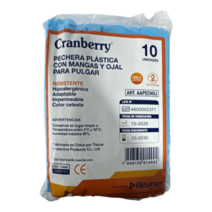 Pechera Plástica con Manga — Por unidad (paquete de 10 uni) — Cranberry Celeste