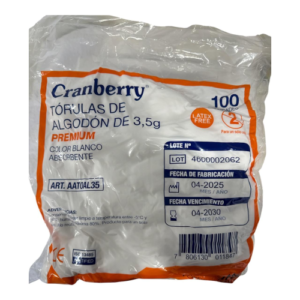 Torulas de Algodón Cranberry 3,5 GR.BOLSA X 100